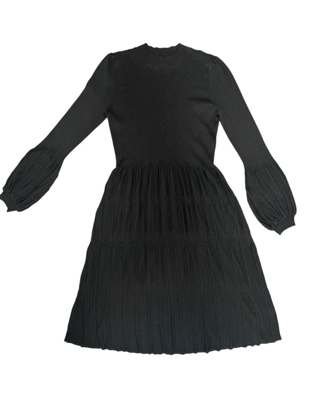 Draper James Black Ribbed dress balloon sleeves ladies size XL